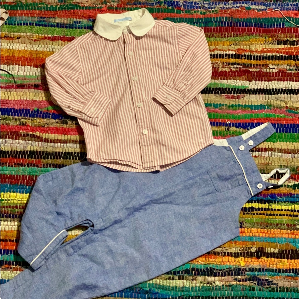 Janie & Jack chambray overalls 12-18
